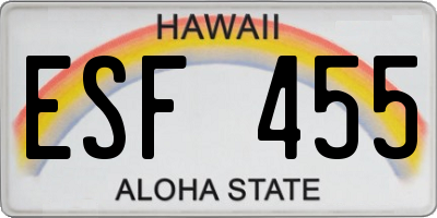 HI license plate ESF455