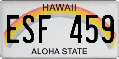 HI license plate ESF459