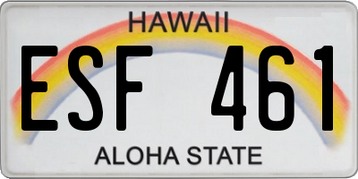 HI license plate ESF461
