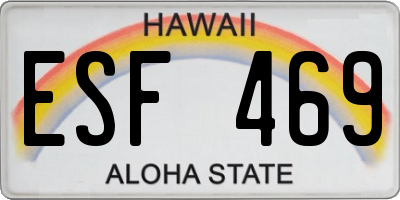 HI license plate ESF469