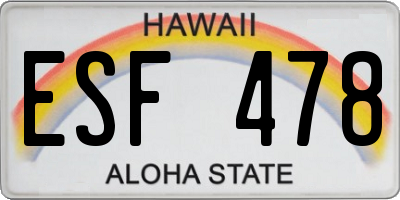 HI license plate ESF478