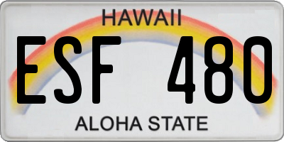 HI license plate ESF480