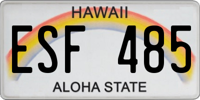 HI license plate ESF485