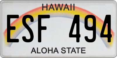 HI license plate ESF494