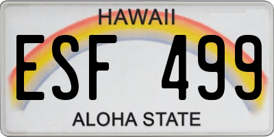 HI license plate ESF499
