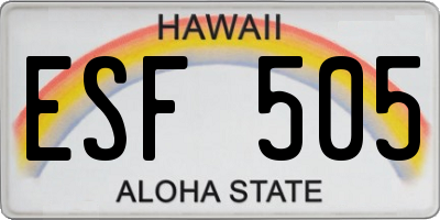 HI license plate ESF505