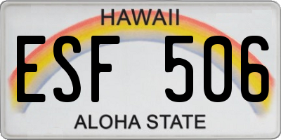 HI license plate ESF506