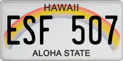 HI license plate ESF507