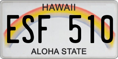 HI license plate ESF510
