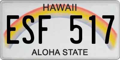 HI license plate ESF517