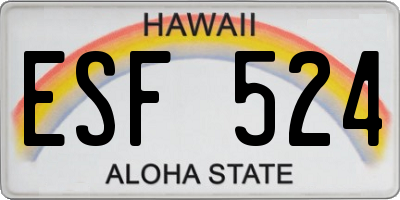 HI license plate ESF524