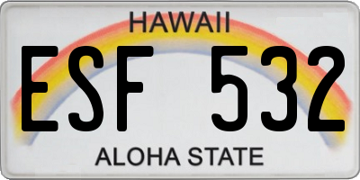 HI license plate ESF532