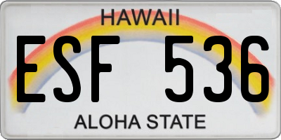 HI license plate ESF536