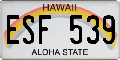 HI license plate ESF539