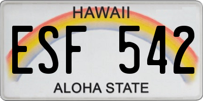 HI license plate ESF542