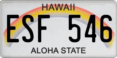 HI license plate ESF546