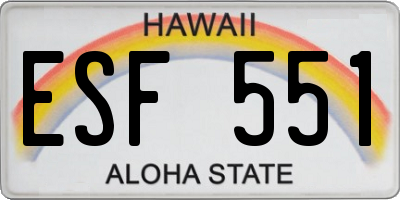 HI license plate ESF551