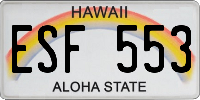 HI license plate ESF553