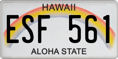 HI license plate ESF561