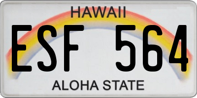 HI license plate ESF564