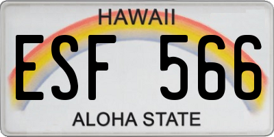 HI license plate ESF566