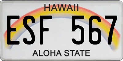 HI license plate ESF567