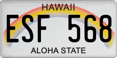 HI license plate ESF568