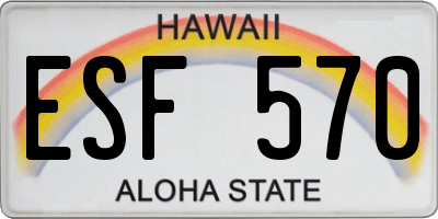 HI license plate ESF570