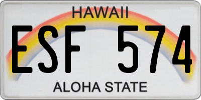 HI license plate ESF574
