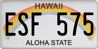 HI license plate ESF575
