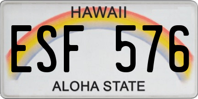 HI license plate ESF576