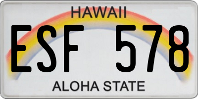 HI license plate ESF578