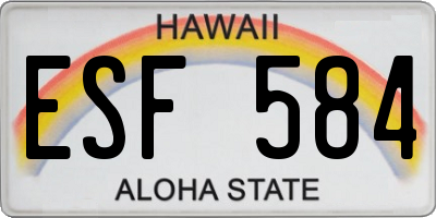 HI license plate ESF584