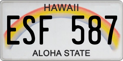 HI license plate ESF587