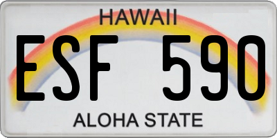HI license plate ESF590