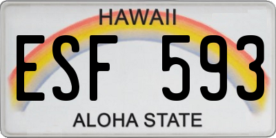 HI license plate ESF593