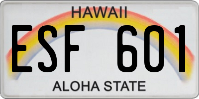 HI license plate ESF601