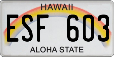 HI license plate ESF603
