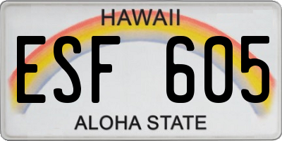 HI license plate ESF605