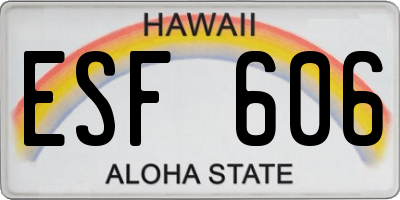 HI license plate ESF606