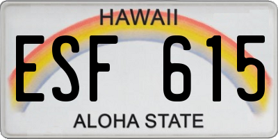 HI license plate ESF615