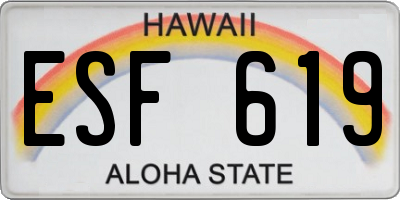 HI license plate ESF619