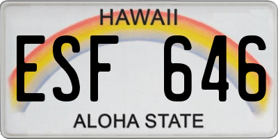 HI license plate ESF646