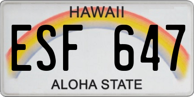 HI license plate ESF647