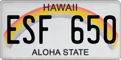 HI license plate ESF650