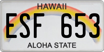 HI license plate ESF653