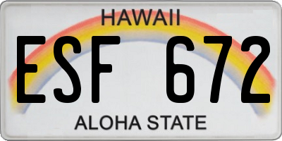 HI license plate ESF672
