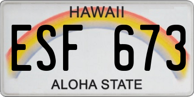 HI license plate ESF673