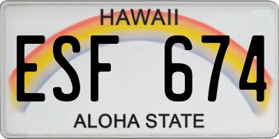 HI license plate ESF674