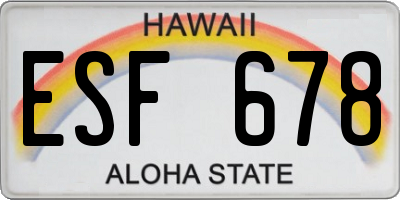HI license plate ESF678